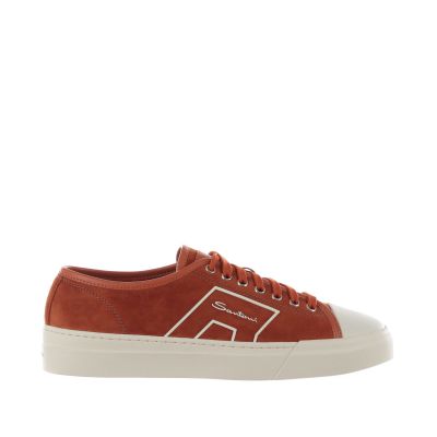 Double buckle sneaker in camoscio e pelle