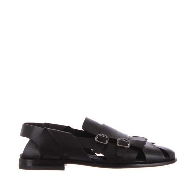 Sandalo in pelle con double monk strap