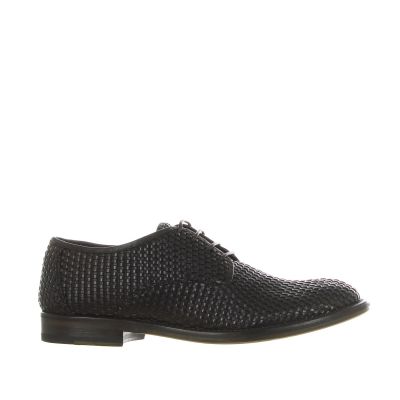 Stringata derby in pelle intrecciata