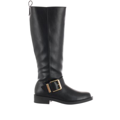 Stivale in pelle con cinturino decorativo