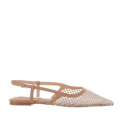 Ballerina slingshot in tessuto a rete con strass