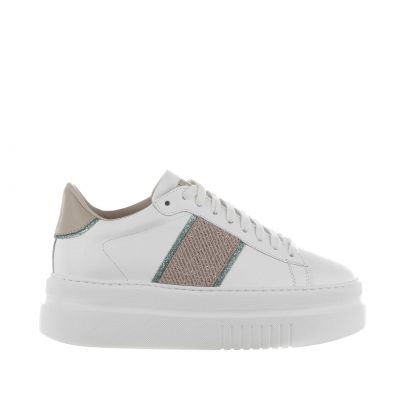 Chunky sneaker in pelle con inserti in lurex