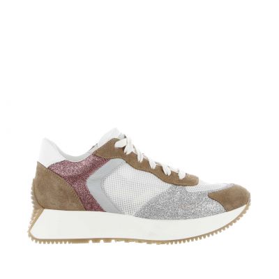 Sneaker in camoscio e glitter