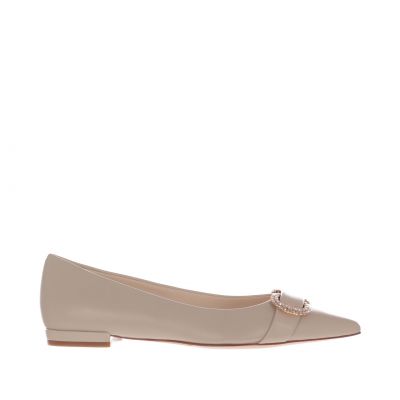 Ballerina a punta in nappa con strass