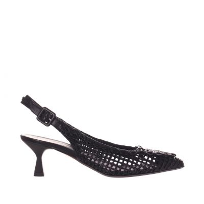 Ballerina slingback in nappa con ricamo