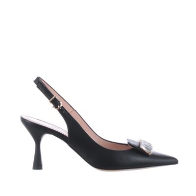 Décolleté slingback in nappa con fibbia gioiello