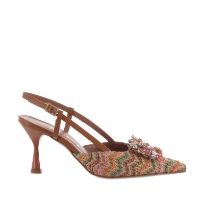 Décolleté slingback in rafia