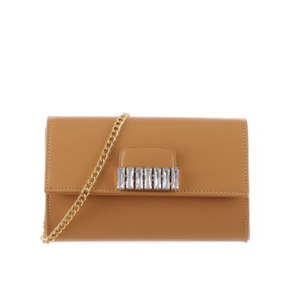 Pochette in pelle con strass