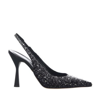 Slingback a punta in camoscio con strass