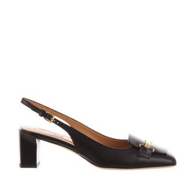 Slingback in pelle con tacco midi