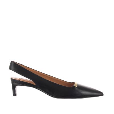 Slingback in pelle con tacco midi