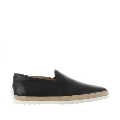 Slip on in pelle con gommini e rafia