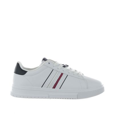 Sneakers modern cupsole stripes in pelle
