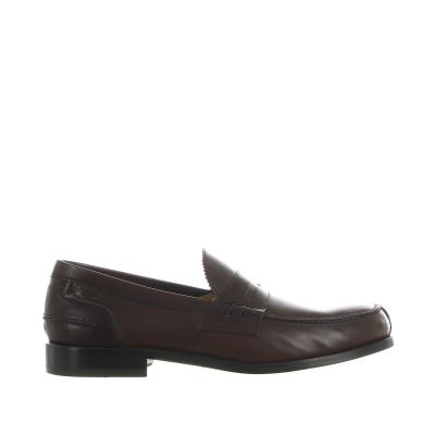 Mocassino con mascherina in pelle spazzolata
