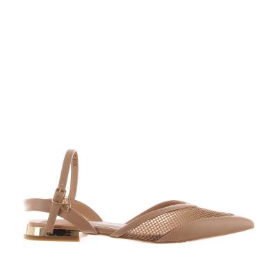 Ballerina slingback in pelle e tessuto a rete