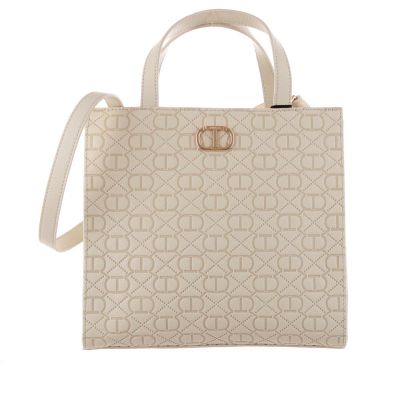 Borsa a mano in similpelle con logo all over