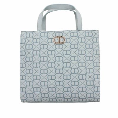 Borsa a mano in similpelle con logo all over