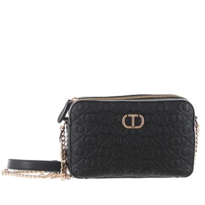 Borsa a tracolla in similpelle con logo all over