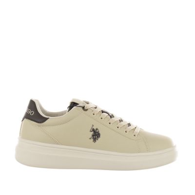 Sneaker in ecopelle con tallone a contrasto
