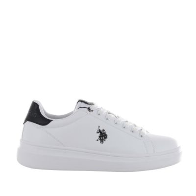 Sneaker in ecopelle con tallone a contrasto