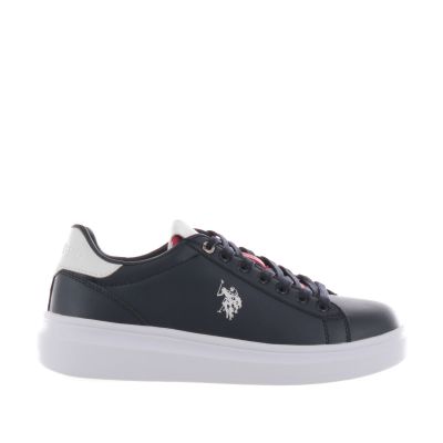 Sneaker in ecopelle con tallone a contrasto