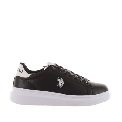 Sneaker in ecopelle con tallone a contrasto