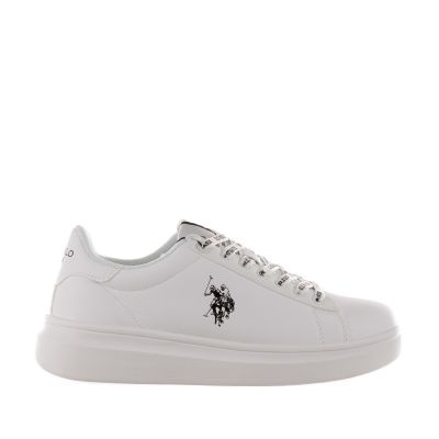 Sneaker in pelle con lacci logati