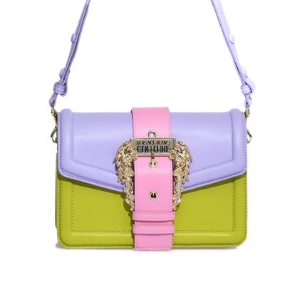 Tracolla in ecopelle multicolor con fibbia baroque