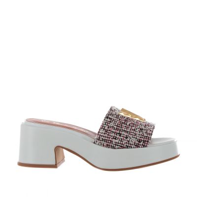 Sabot in tessuto con logo metallico
