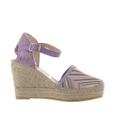 Espadrillas sandalia traba in tessuto geometrico