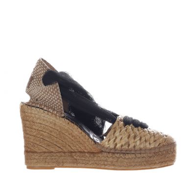 Espadrillas sandalia tul in raffia e tulle