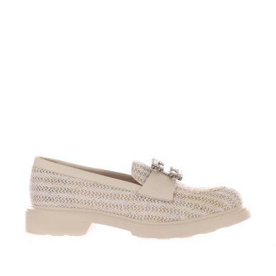 Mocassino in rafia con accessorio
