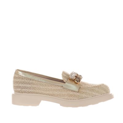 Mocassino in rafia con accessorio