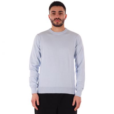Maglia girocollo in puro cotone con logo ricamato